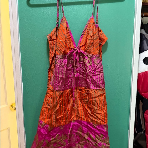 Guess Orange and Pink Mini Sundress with Spaghetti Straps Y2K silk - Picture 1 of 4
